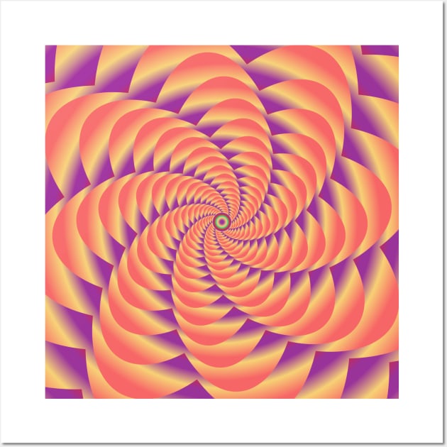 3D Twisted Circle Flower In Orange Wall Art by IsmaSaleem